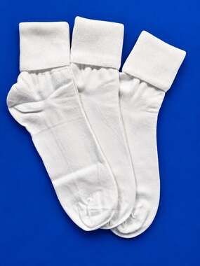 3 Pk 100% Cotton white Crew Socks Ribbed Cuff Soft Breathable Casual 1069